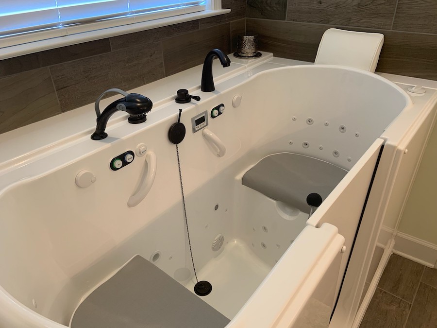 Empty walk-in bathtub