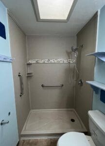 Walk-in shower installed in a tight space for a small bathroom