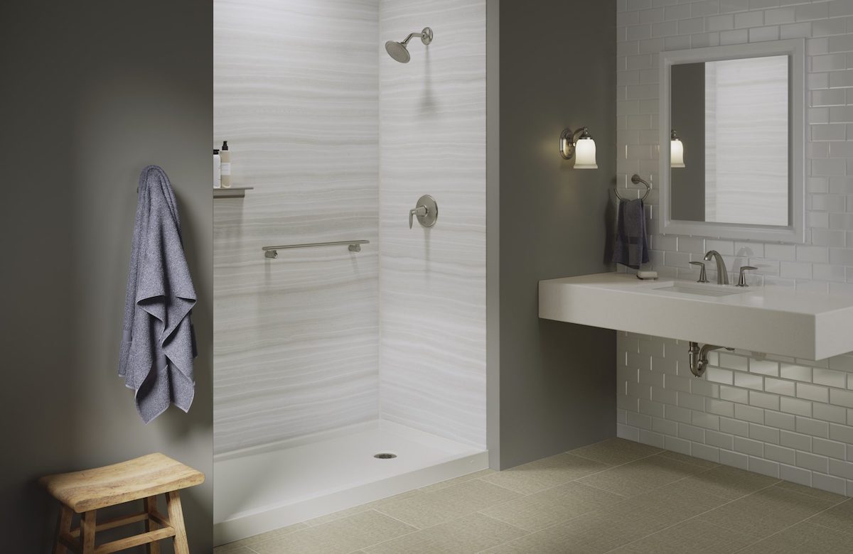 Walk in shower after bathroom remodel project in Pflugerville, TX