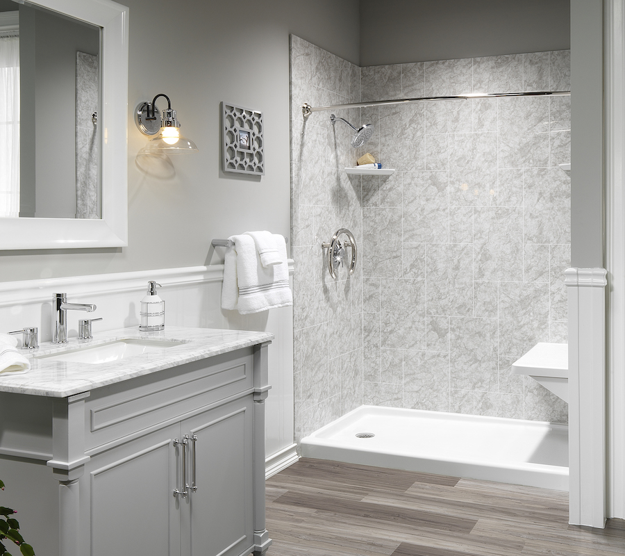 walk in shower with shower bench